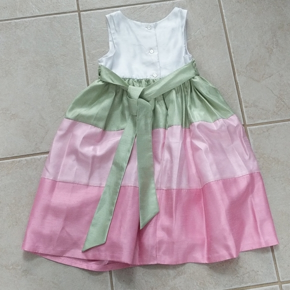 Girl size 6 green pink white spring summer dress - Picture 5 of 6